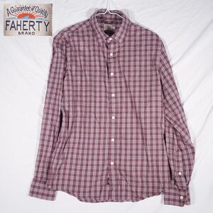 Faherty Button Up Shirt Plaid Red Mens Medium